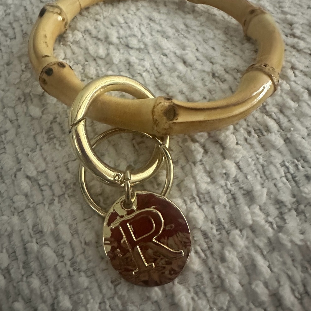 Bamboo Style Keyring with Inital - Picture 11 of 12